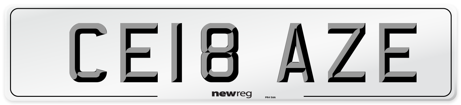 CE18 AZE Number Plate from New Reg